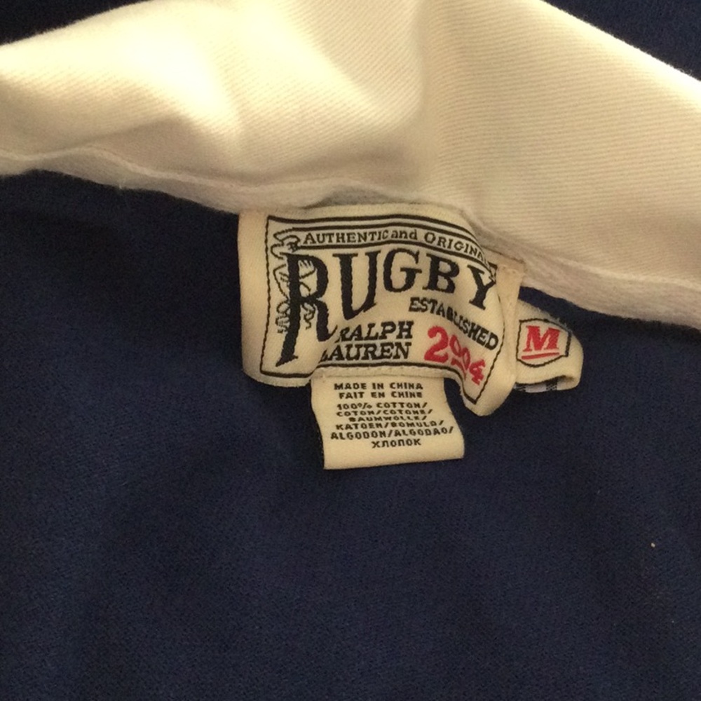 Rugby Ralph Lauren Navy & Orange Crest Rugby Polo - Picture 5 of 5